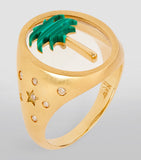 L'Atelier Nawbar biladi palm ring with diamonds and malachite, UK version