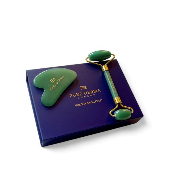 Pure Derma London Jade Gua Sha Face Roller Set, imported from the UK