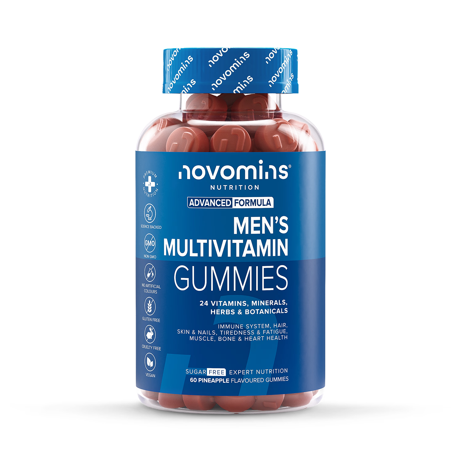 Novomins men's multivitamin pineapple gummies 60 count (British brand)