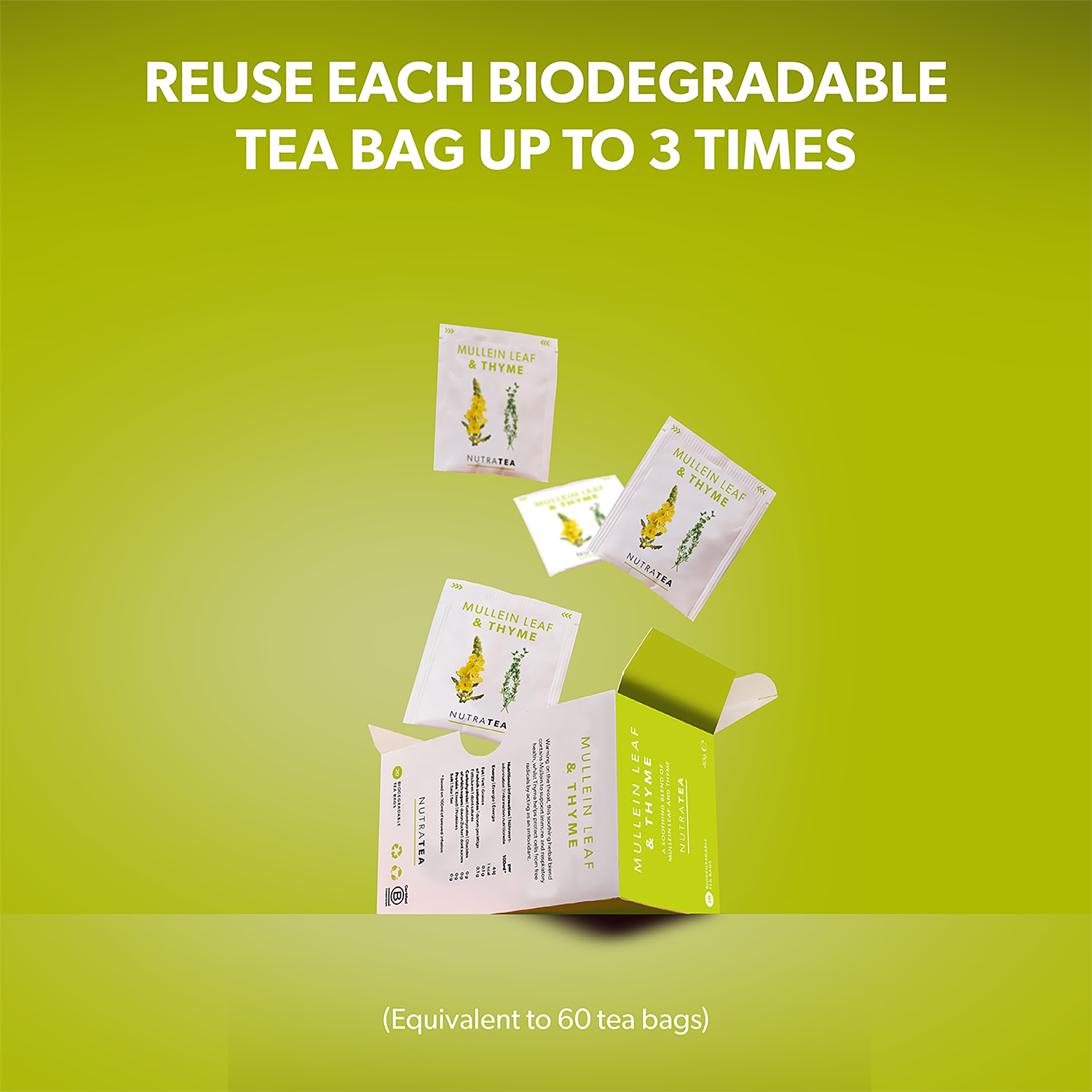 Mullein Leaf & Thyme Herbal Tea 20 tea bags, imported from the UK