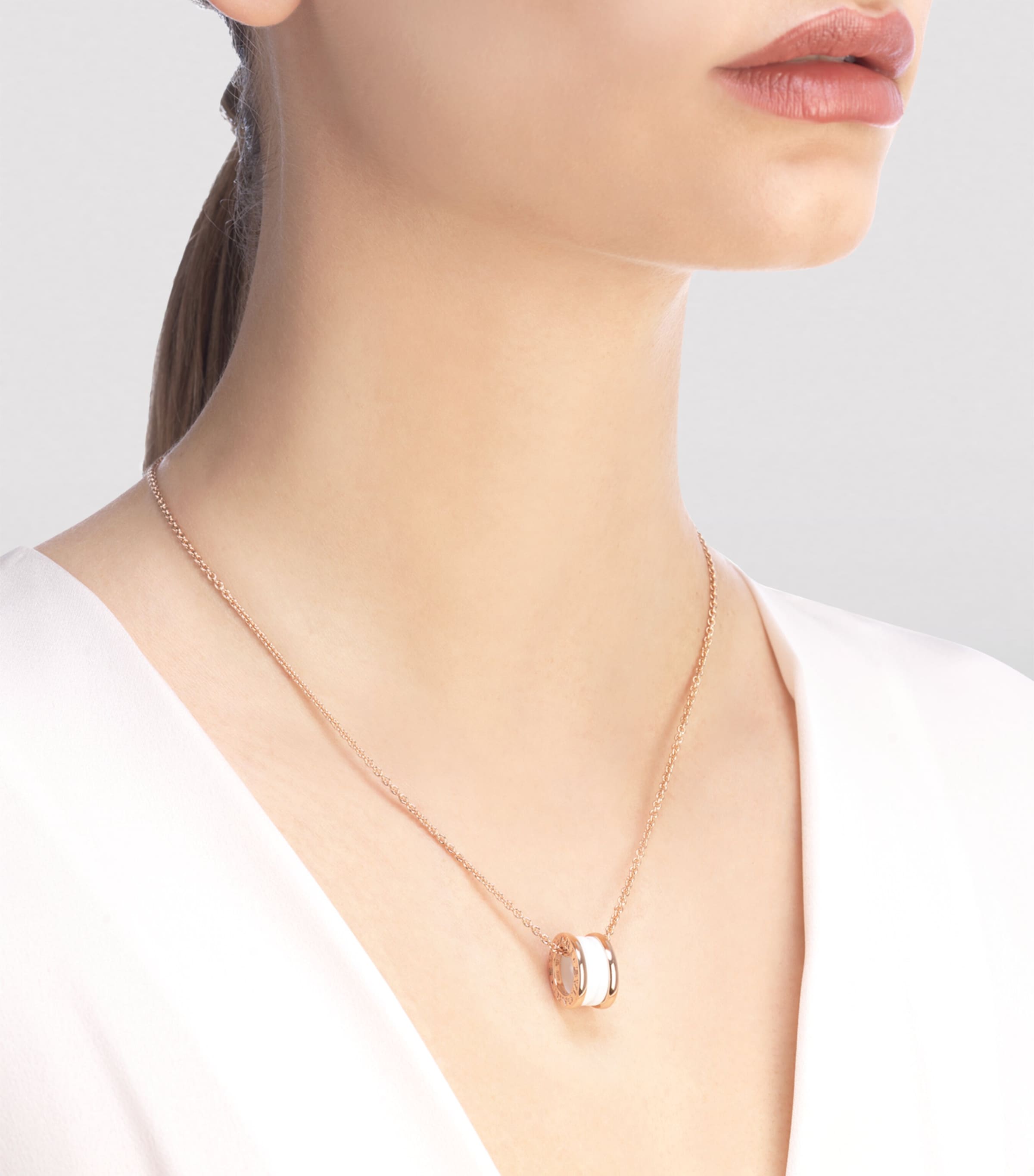 Bvlgari B.zero1 rose gold and ceramic necklace - British product
