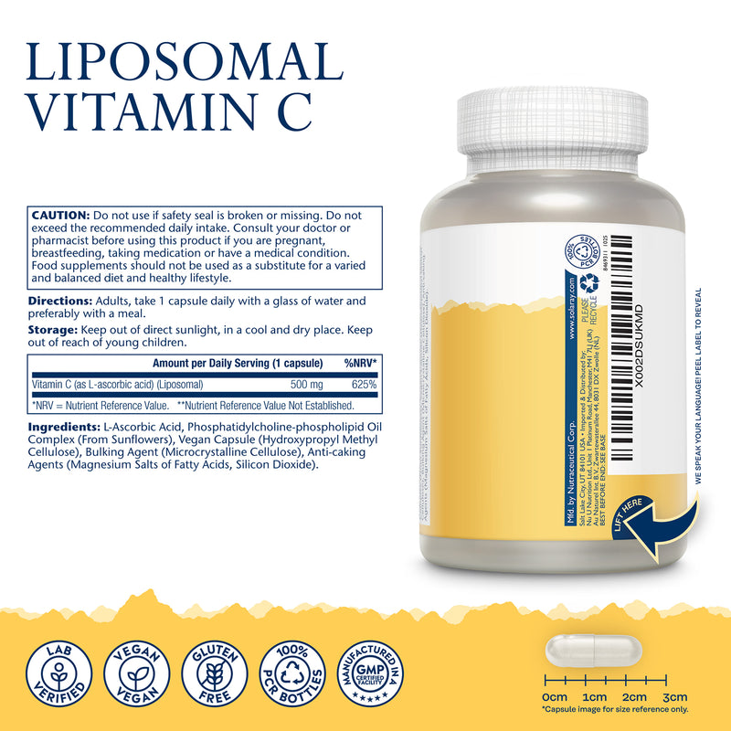 Solaray Liposomal Vitamin C supplement 100 capsules - British product