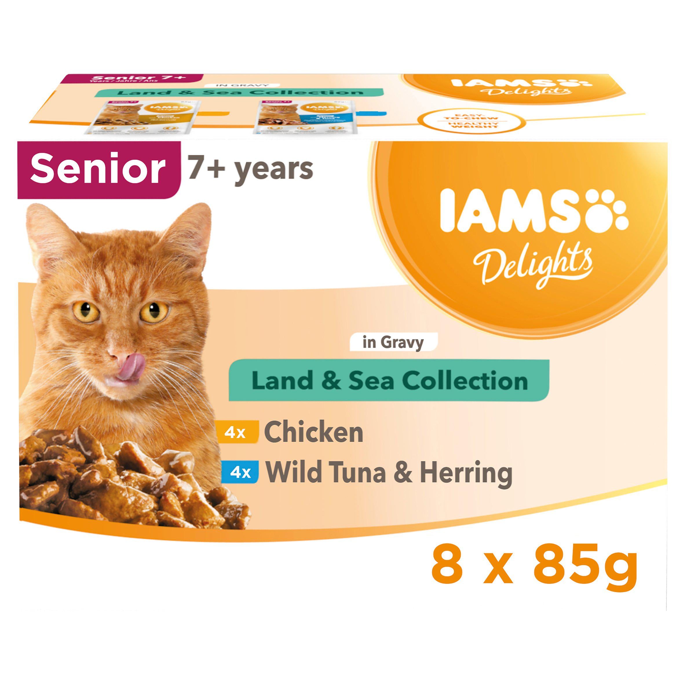 IAMS Delights Land & Sea Collection In Gravy Senior 7+ Years 8x85g GOODS Sainsburys   