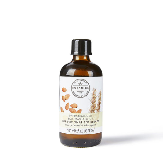 Botanics Unfragranced Massage Oil For Personalised Blends Sweet Almond & Wheatgerm 100ml Sleep & Relaxation Boots   