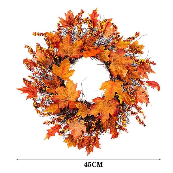 Livingandhome lighted maple leaves wreath 45cm, imported from the UK
