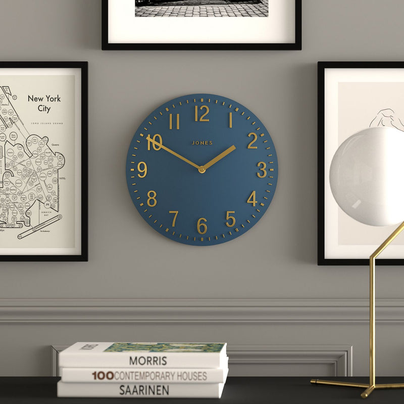 Jones Clocks navy blue wall clock 30cm, UK version