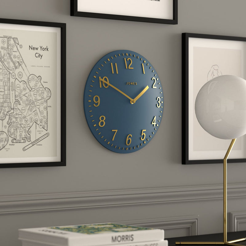 Jones Clocks navy blue wall clock 30cm, UK version