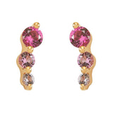 Revere rose gold stud earrings 3 stone 8mm drop, UK version