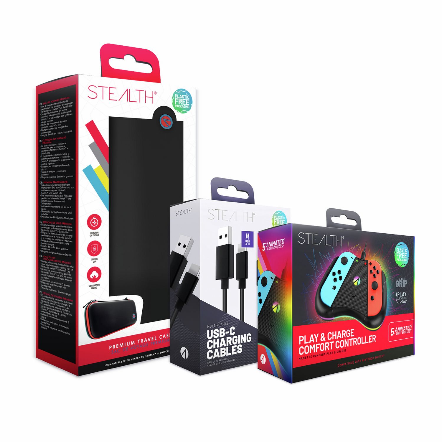 STEALTH Switch accessories bundle with controller and case (British brand)