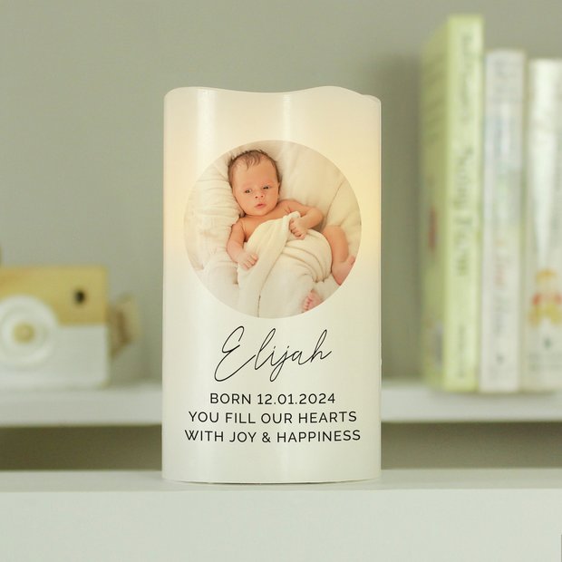 Personalised photo upload LED candle in wax coating - British product