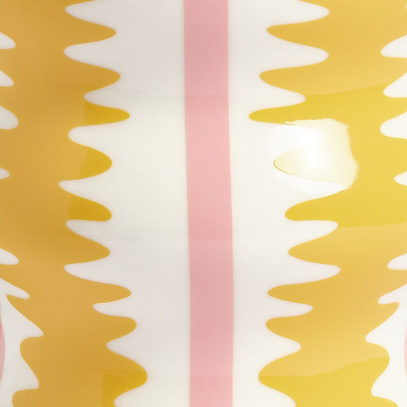Habitat pink and yellow stripe ceramic vase 25cm (British brand)