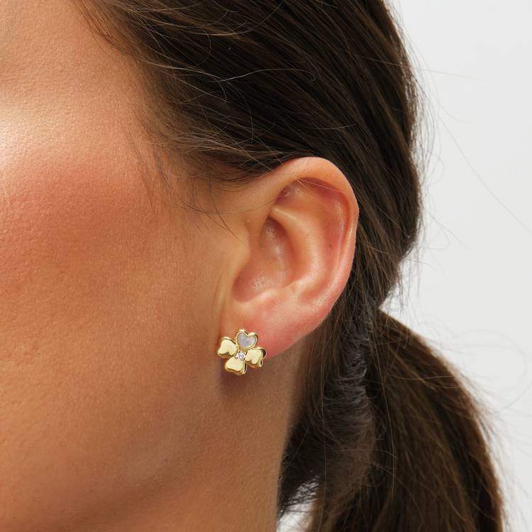 Inicio gold plated clover jewellery set with cubic zirconia, imported from the UK