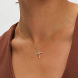 Inicio 14K gold plated cross set with cubic zirconia and opal, imported from the UK