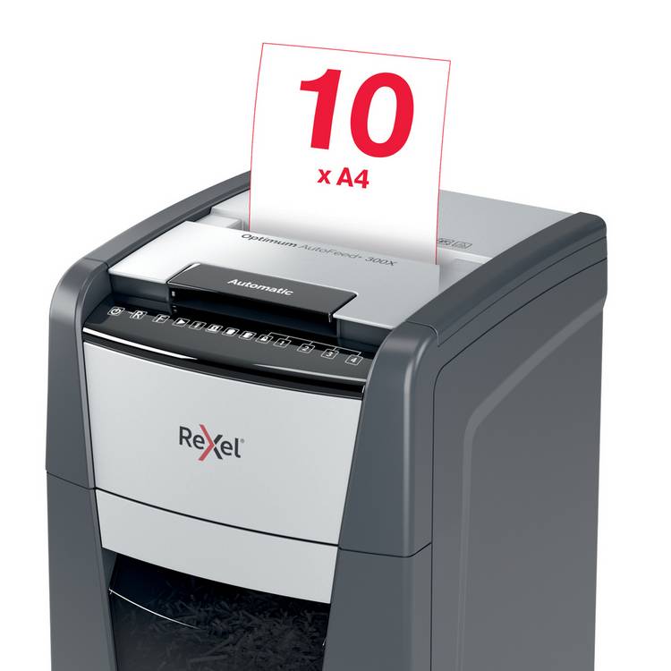 Rexel Optimum AutoFeed 300X cross cut shredder 60L (British brand)