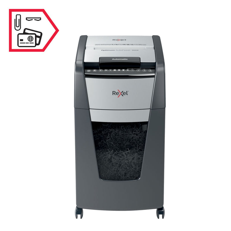 Rexel Optimum AutoFeed 300X cross cut shredder 60L (British brand)