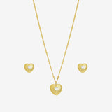 Inicio gold plated heart pendant and earring set - British product