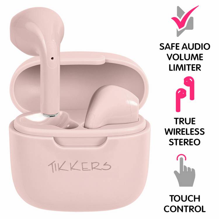 Tikkers pink smartwatch and earbud set for teens, imported from the UK