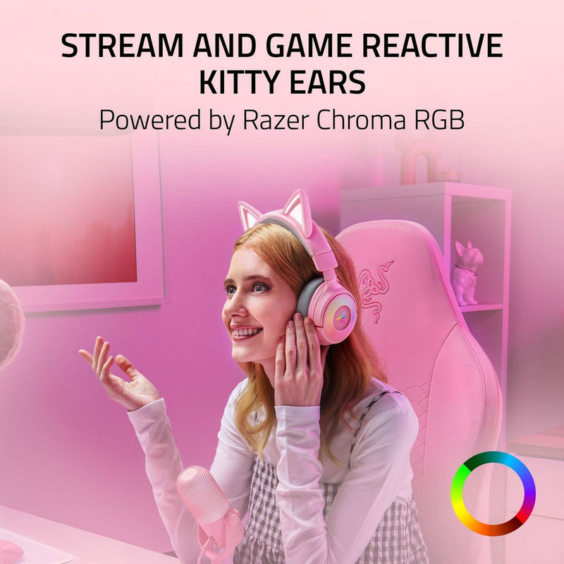 Razer Kraken Kitty pink wireless gaming headset, imported from the UK