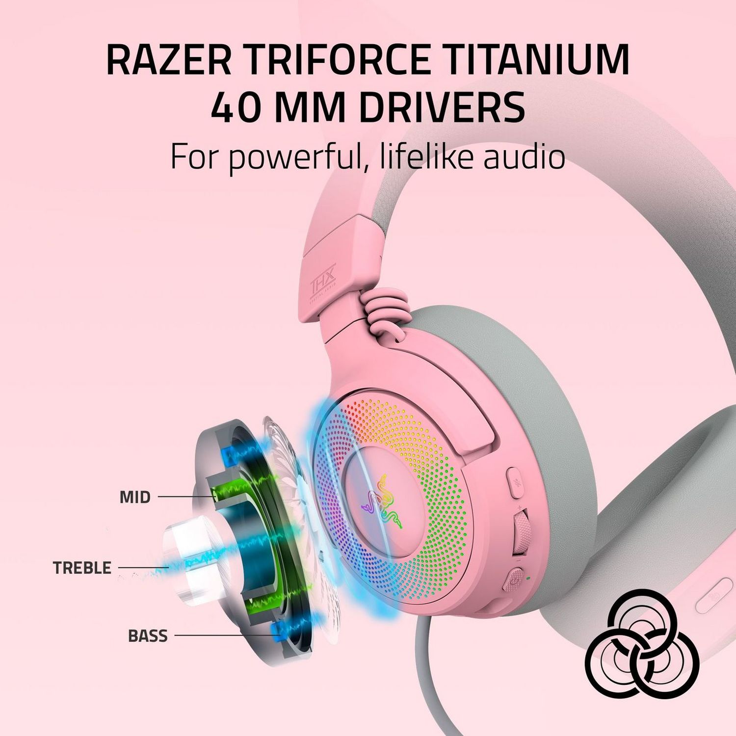 Razer Kraken Kitty pink wireless gaming headset, imported from the UK