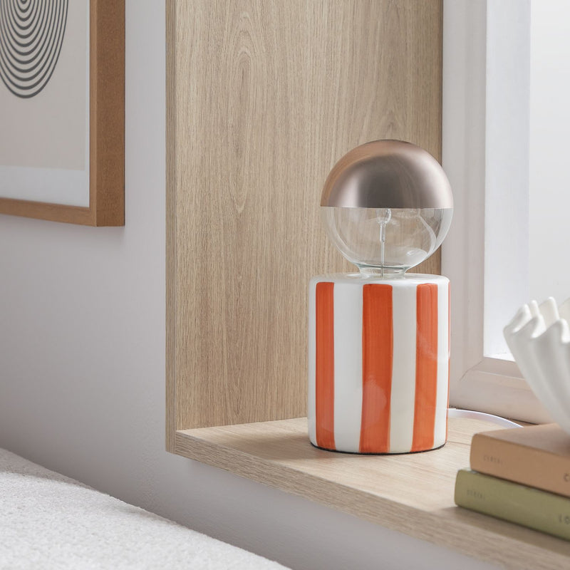 Habitat Ceramic Stripe Bulb Holder - Orange