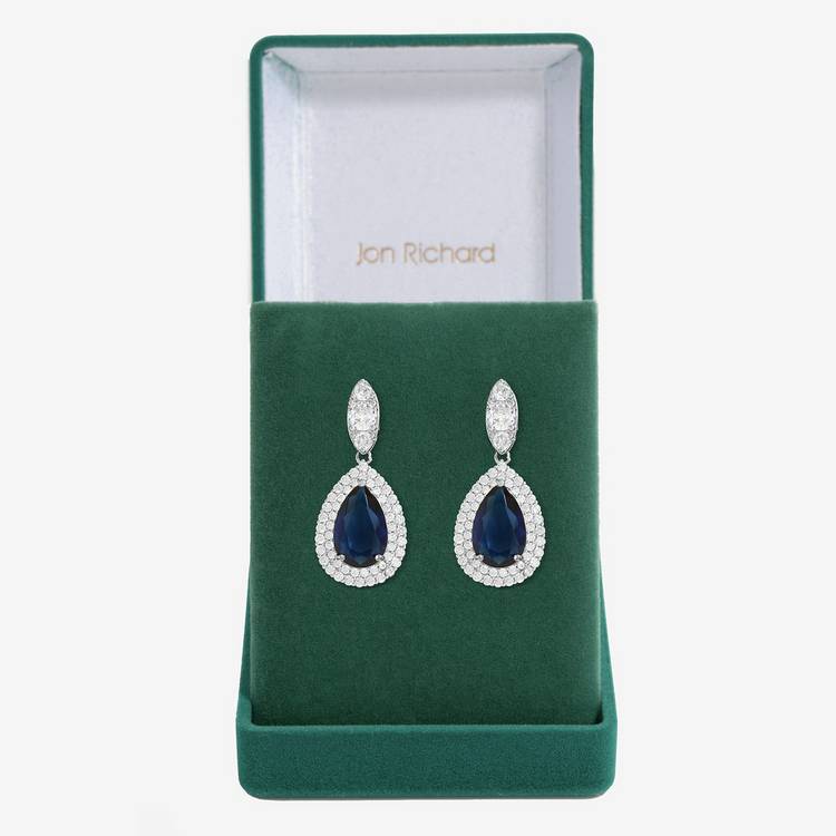 Jon Richard CZ navette pear drop earrings - British product