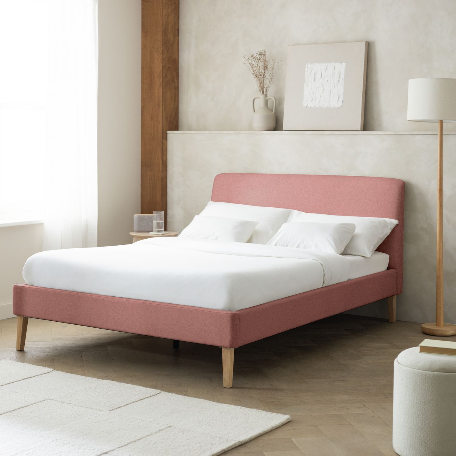 Habitat Ren Kingsize fabric bed frame in moss green, UK version