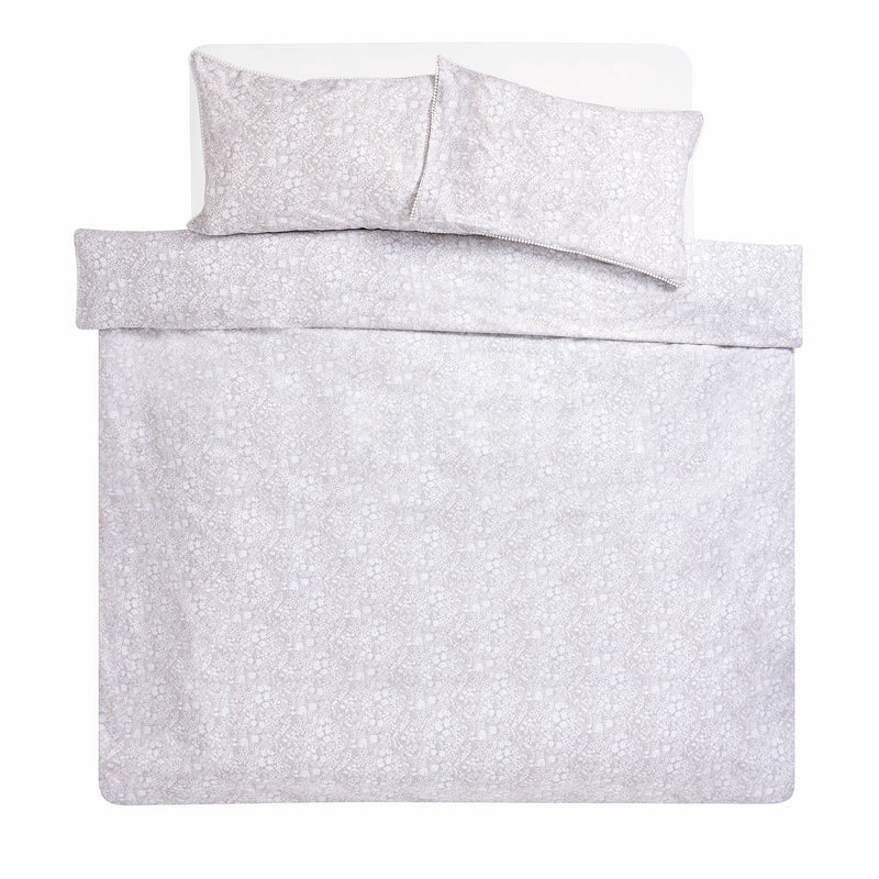 Argos Home Cotton Ditsy Floral Trim Grey Bedding Set- Double