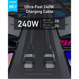 Anker USB-C cable 240W braided 1.8m - British product