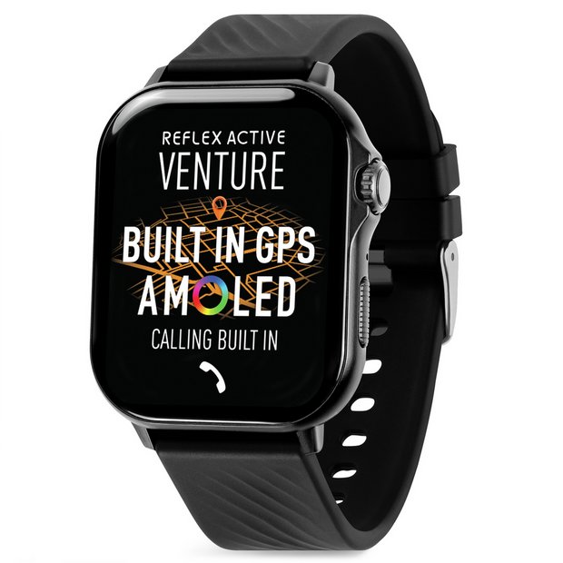 Reflex Active Venture Black AMOLED GPS smartwatch, imported from the UK
