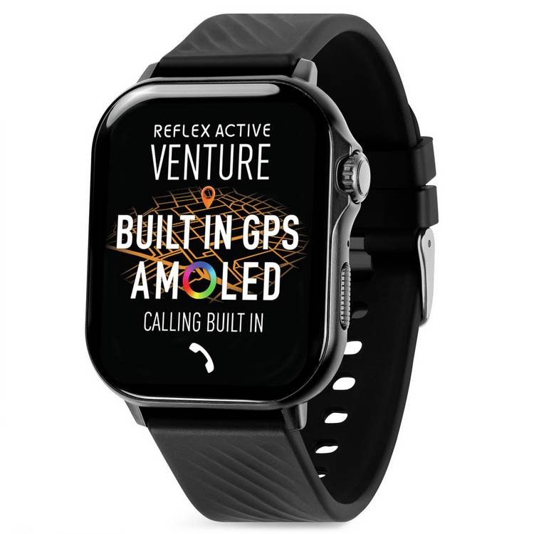 Reflex Active Venture Black AMOLED GPS smartwatch, imported from the UK