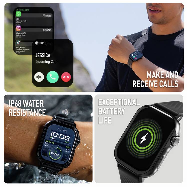 Reflex Active Venture Black AMOLED GPS smartwatch, imported from the UK