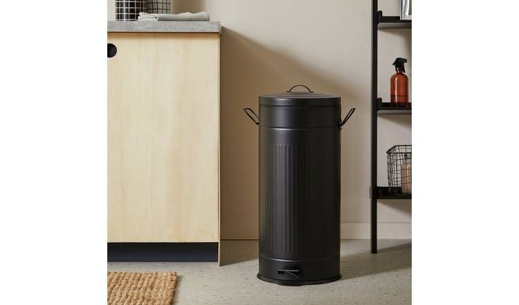 Habitat 30 Litre Vintage Style Kitchen Pedal Bin -Matt Black GOODS Argos