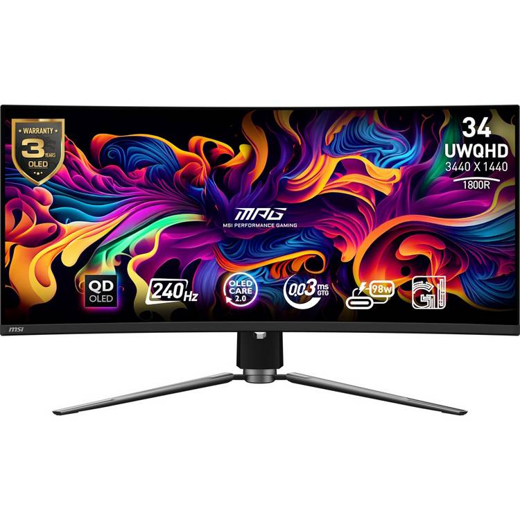 MSI 34 inch QD-OLED curved gaming monitor, UK version