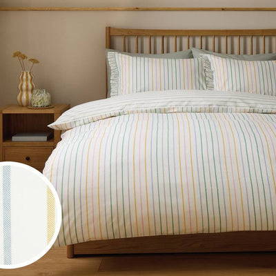 Argos Habitat Multi Stripe Ruffle White Bedding Set - Single- Buy online at McGrocer
