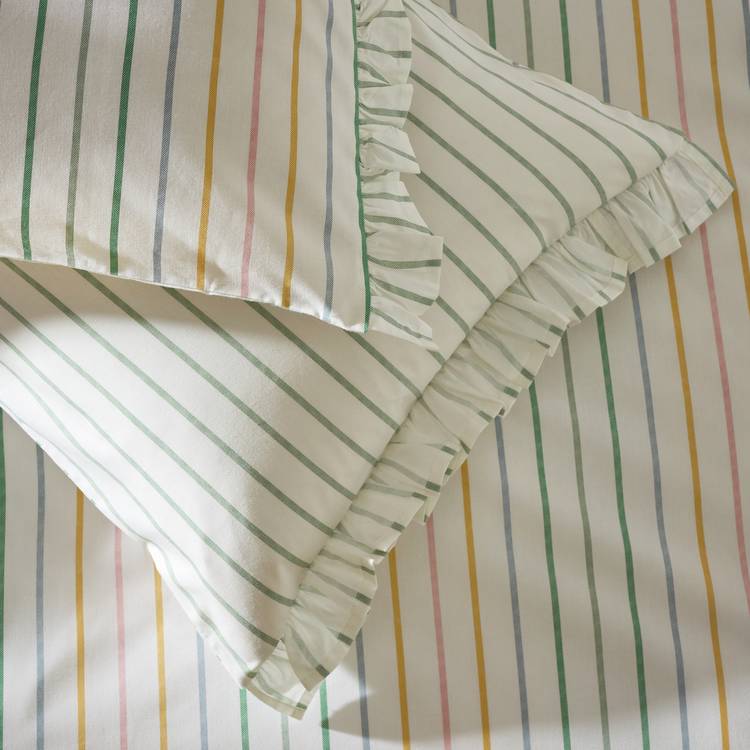 Habitat multi stripe ruffle white bedding set single, UK version