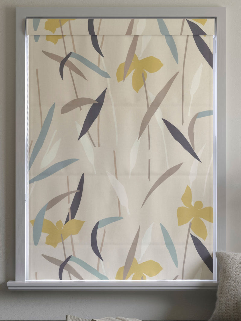 Ochre floral Roman blind made to measure (British brand)