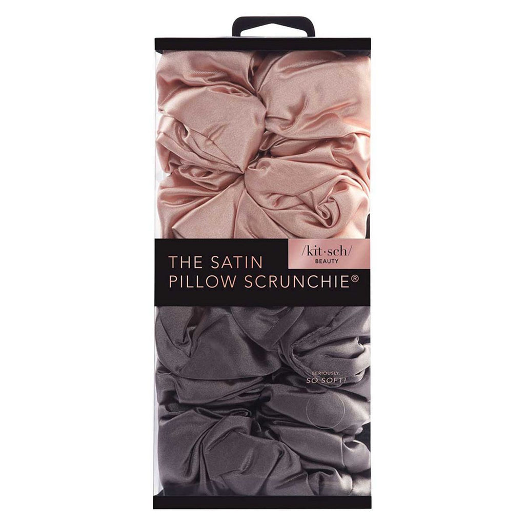 Kitsch Satin Sleep Pillow Scrunchies - Blush/Gray