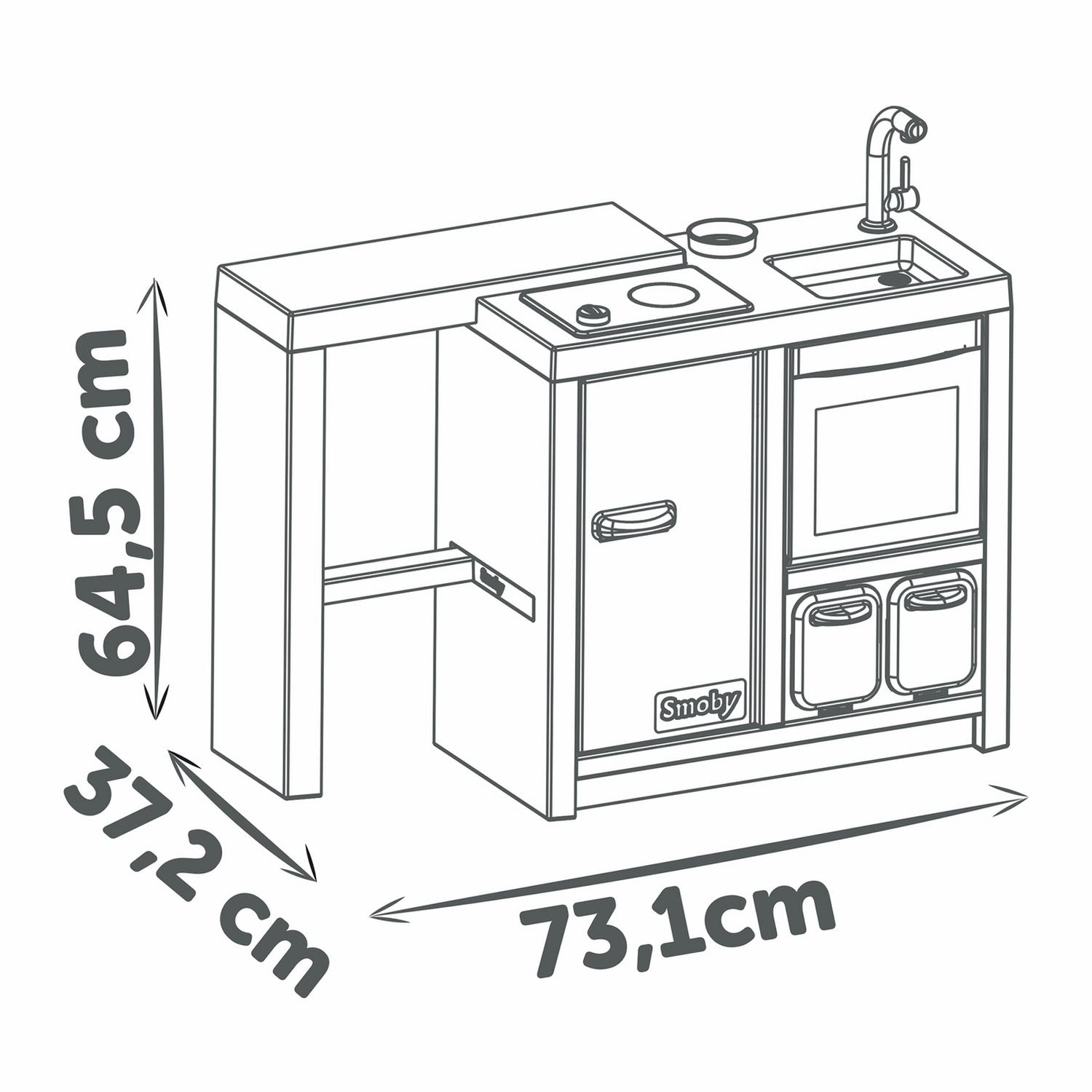 Smoby kitchen island roleplay toy with 23 accessories, imported from the UK