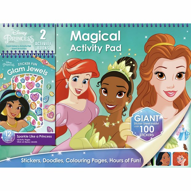 Disney Princess activity pad set spiral bound, imported from the UK