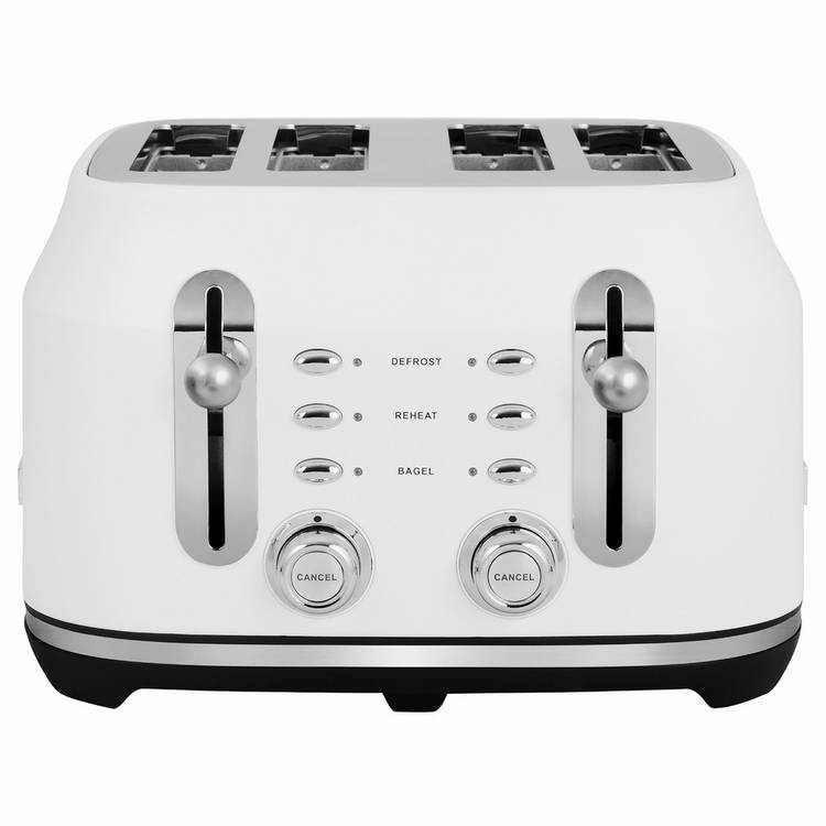 Rangemaster Classic 4 Slice Toaster in White, imported from the UK