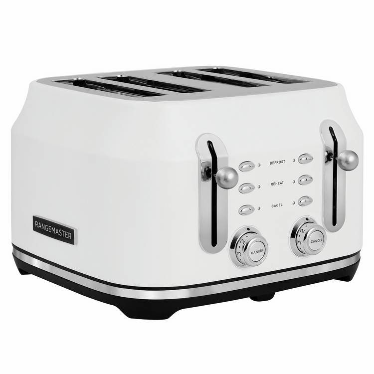 Rangemaster Classic 4 Slice Toaster in White, imported from the UK