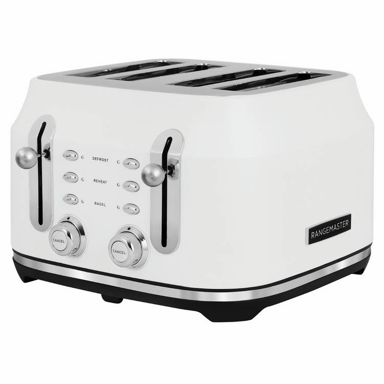 Rangemaster Classic 4 Slice Toaster in White, imported from the UK