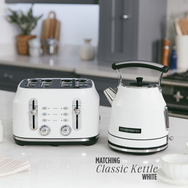 Rangemaster Classic 4 Slice Toaster in White, imported from the UK