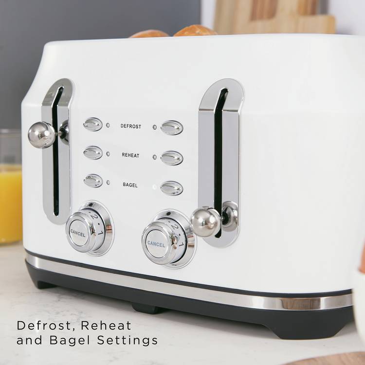 Rangemaster Classic 4 Slice Toaster in White, imported from the UK