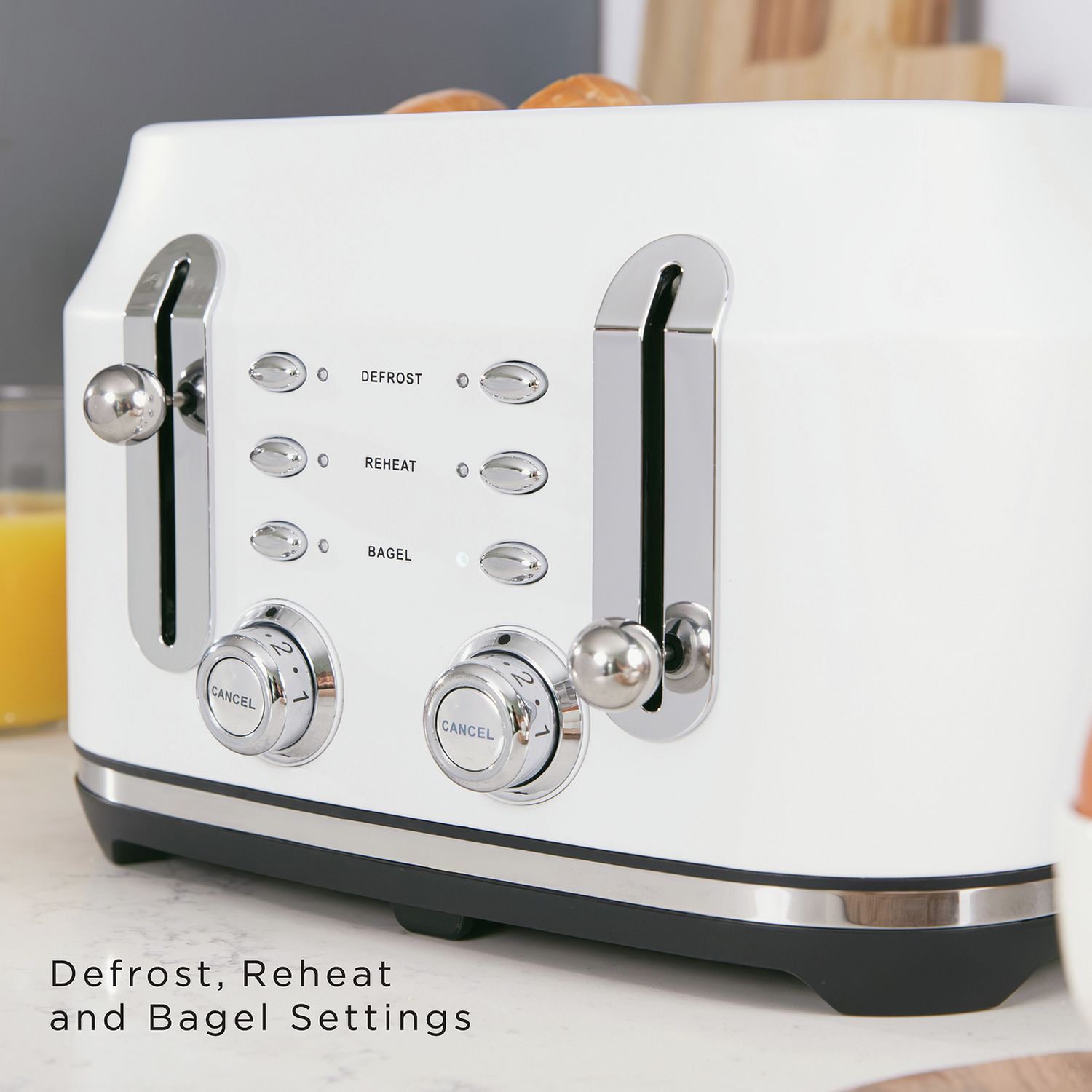 Rangemaster Classic 4 Slice Toaster in White, imported from the UK