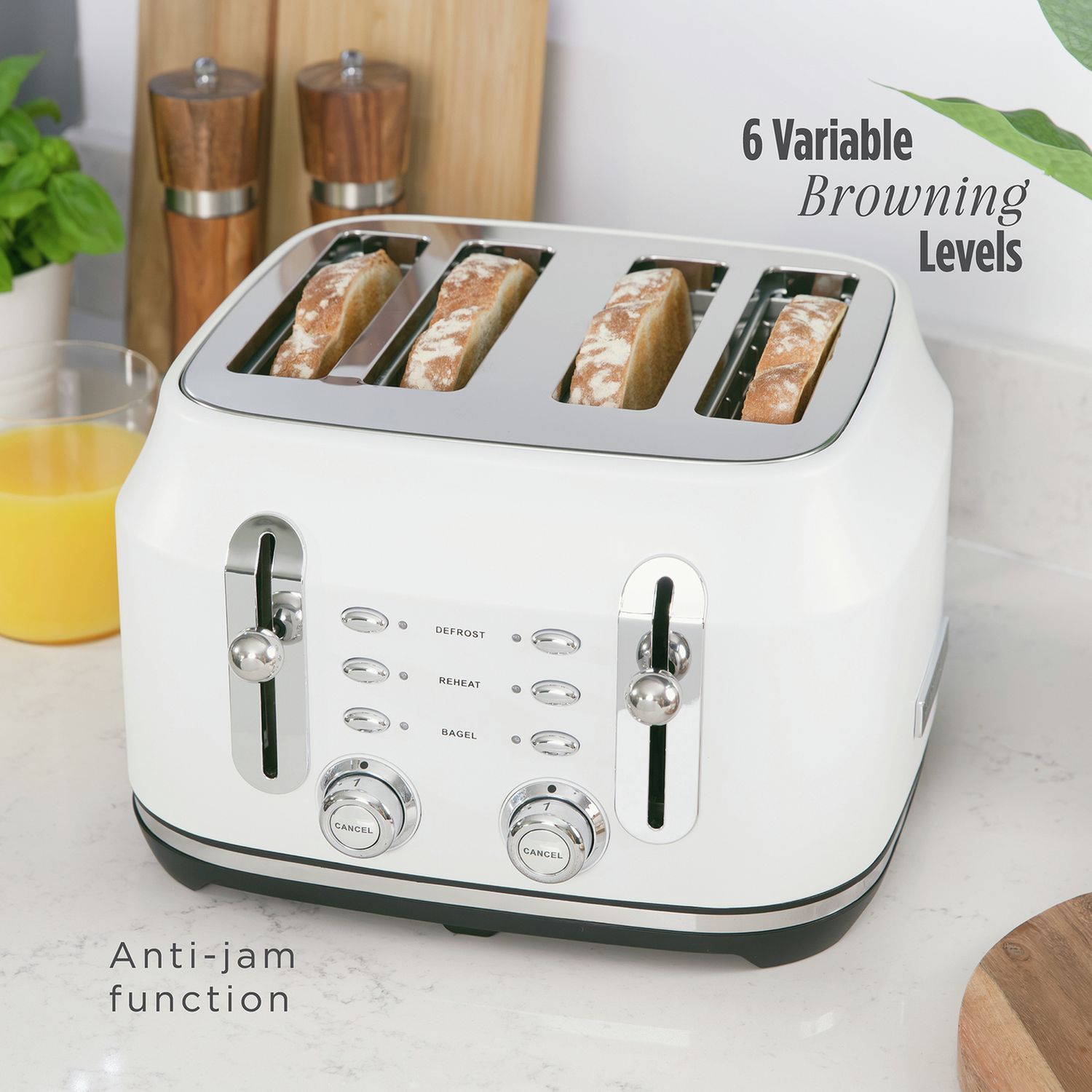 Rangemaster Classic 4 Slice Toaster in White, imported from the UK