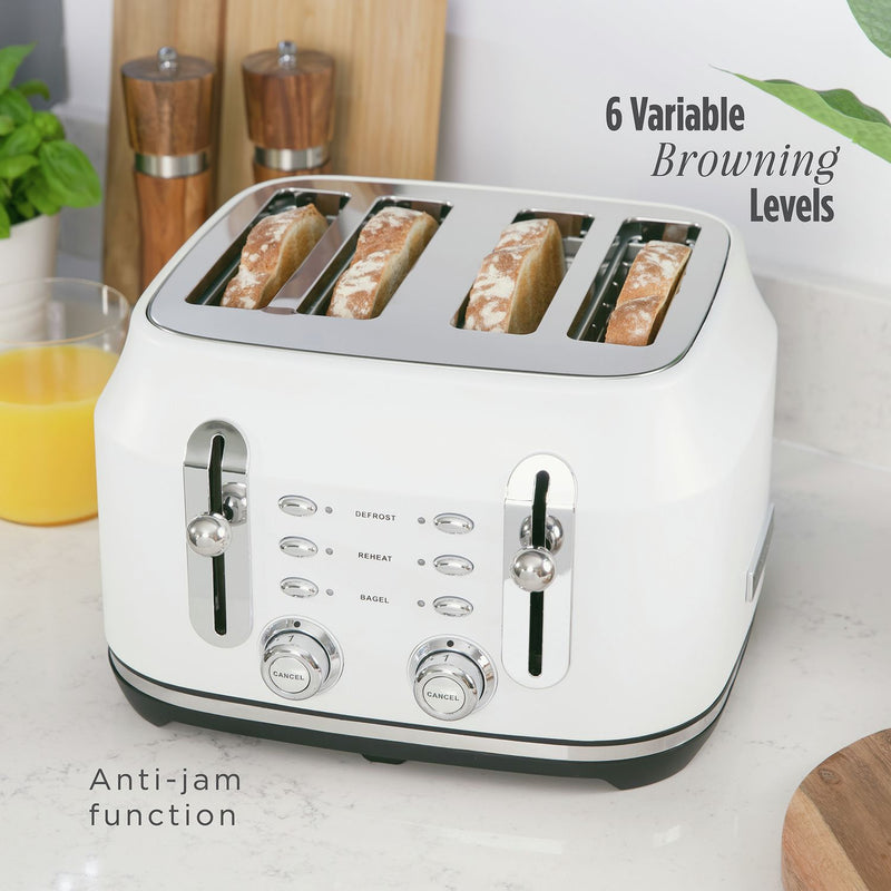Rangemaster Classic 4 Slice Toaster in White, imported from the UK