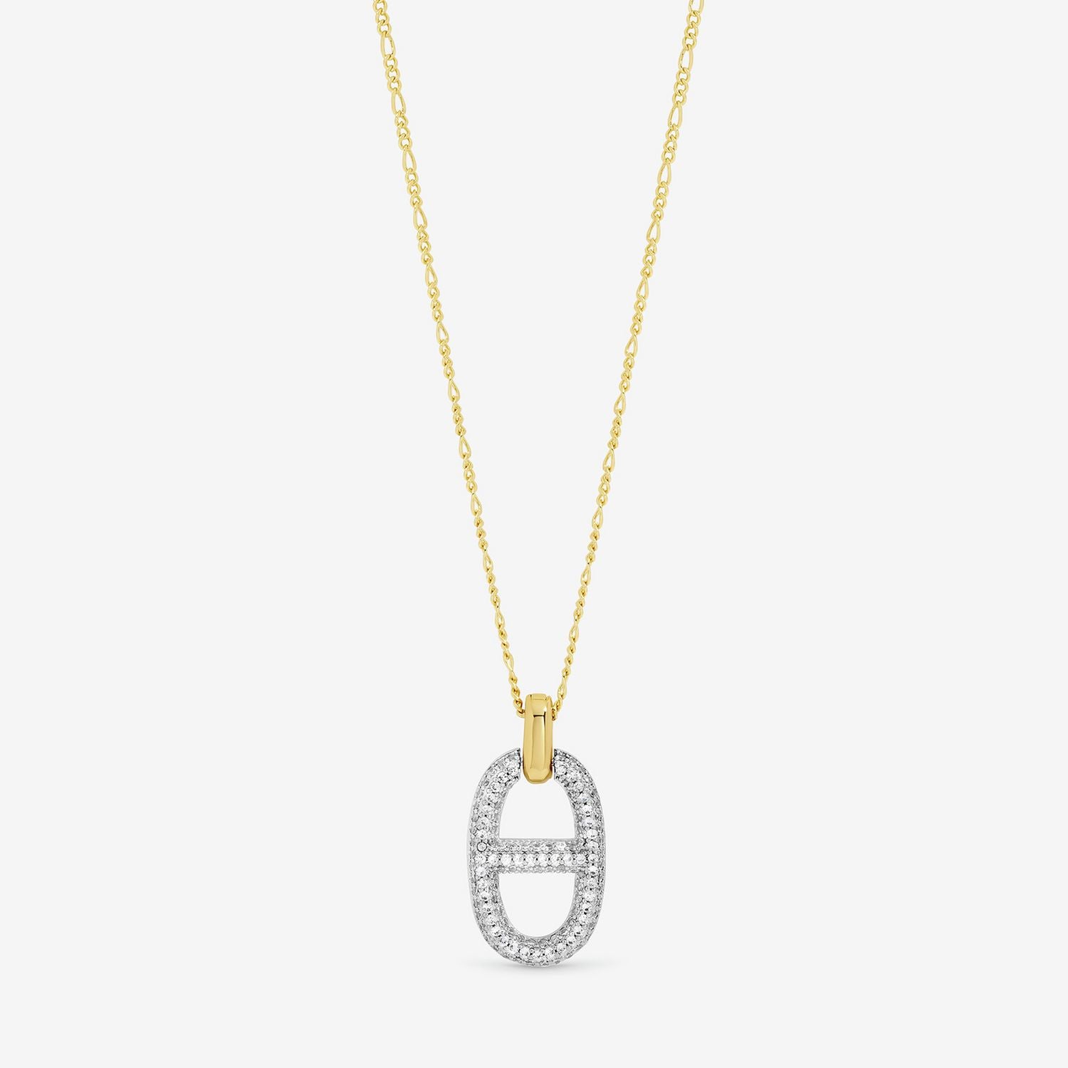 Jon Richard two-tone pave link necklace 16 inch, UK version