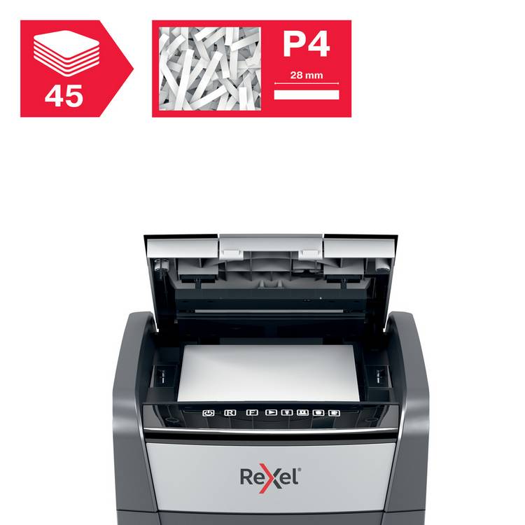 Rexel Optimum AutoFeed 45X cross cut shredder 20L, UK version