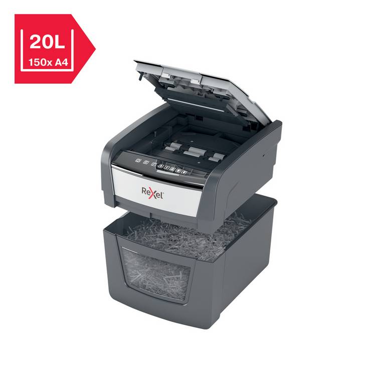 Rexel Optimum AutoFeed 45X cross cut shredder 20L, UK version